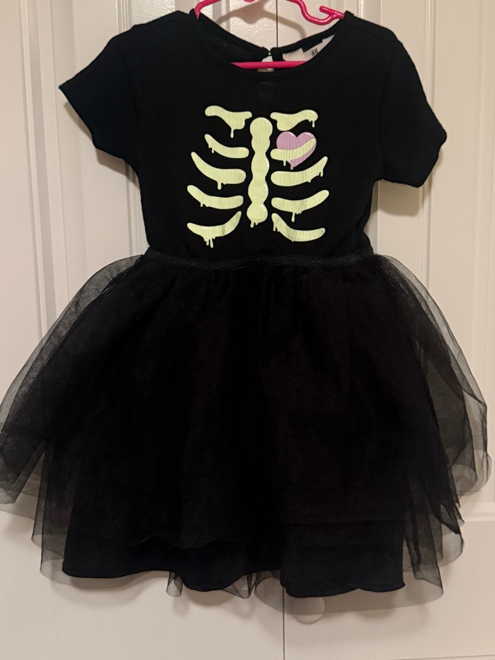 Girls Black Glow Skeleton Tulle Dress - Size 5/6